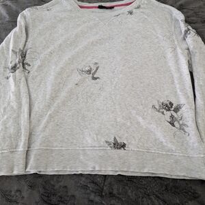 Jane and Delancey Gray Angel Print Sweater